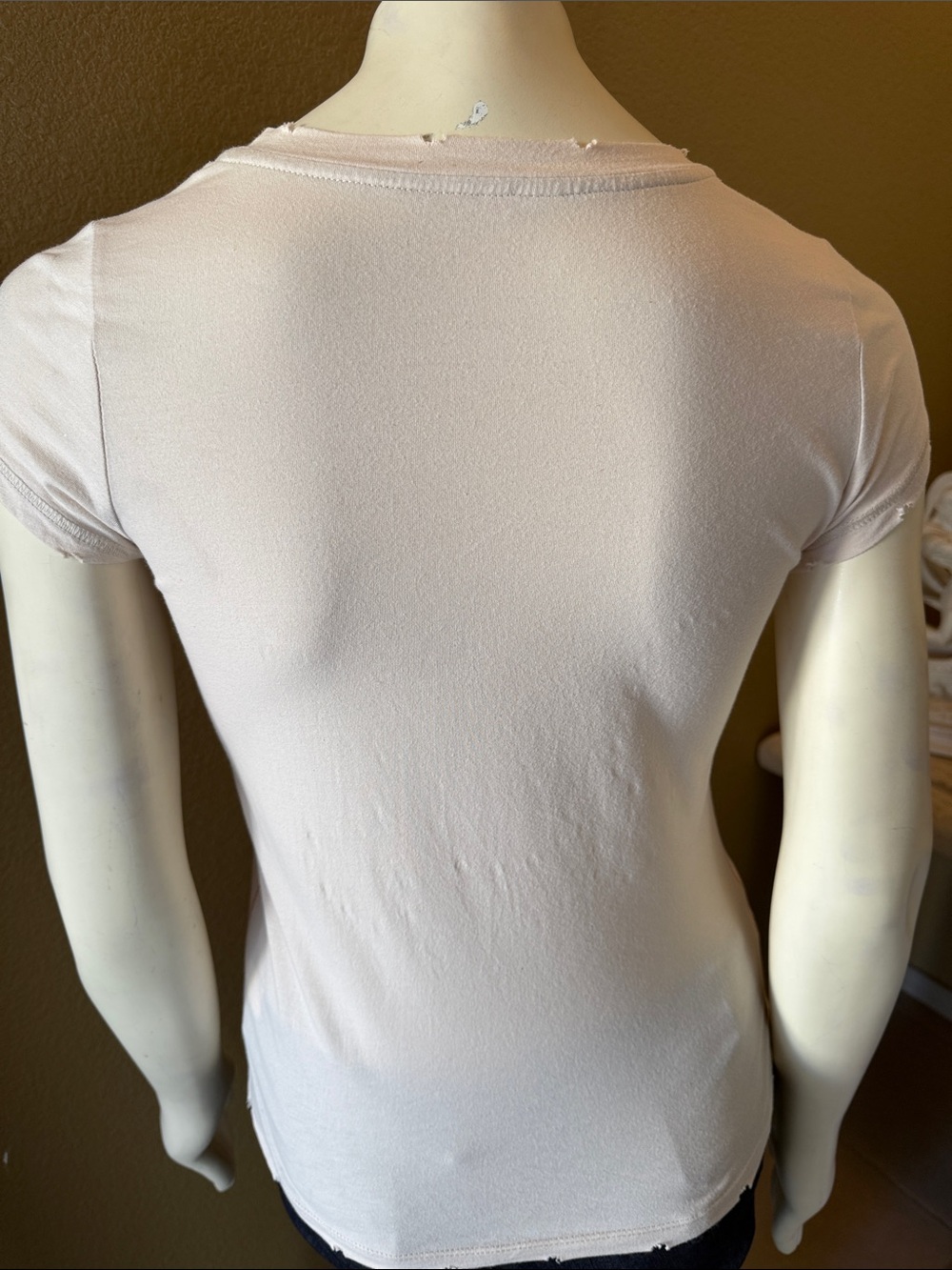 Miss Me Cream Color Rhinestone Skull Tee - Picture 3 of 3